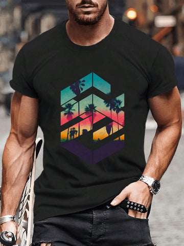 Add some fun to your wardrobe with our Geometric Sunset Beach Men's T-Shirt! Featuring a stylish graphic of a sunset over a beach, this shirt will give you coastal vibes wherever you go. The geometric design adds a unique touch and is sure to turn heads (and start conversations). Don't miss out on this quirky, playful piece!