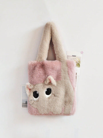 Get ready for compliments galore with our chic and playful plush cat tote bag! Made with luxurious faux fur and embroidered colorblock design, this handbag is both stylish and practical. The magnetic closure keeps your belongings secure while the adorable cat face adds a touch of fun to any outfit.