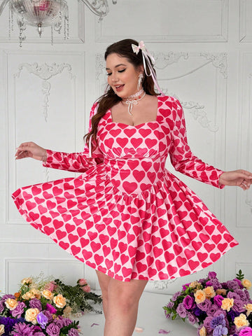 Get ready to turn heads this Valentine's Day with our Plus Size Velvet Heart Dress! Designed with elegant floral polka dots and cupid graphics, this dress is perfect for a romantic evening out. Show off your unique style and impress your date with this quirky and playful outfit choice. 