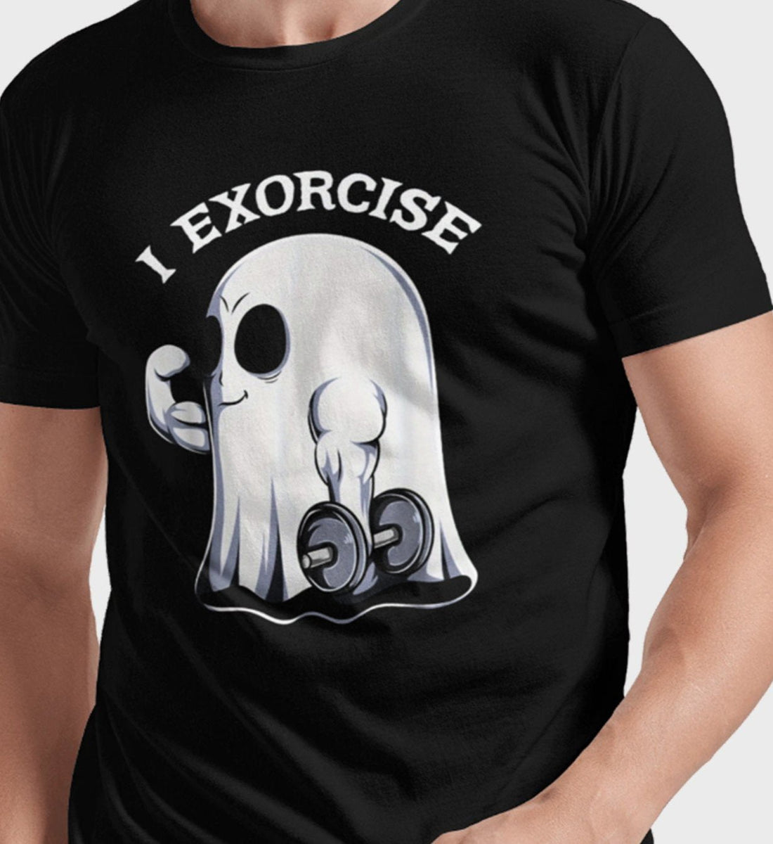 Get ready to exercise your ghostly humor with our "Ghost I Exorcise" t-shirt. Perfect for the gym or just lounging around, this spooky Halloween shirt is sure to make a statement. Made with high-quality material for comfort and durability.