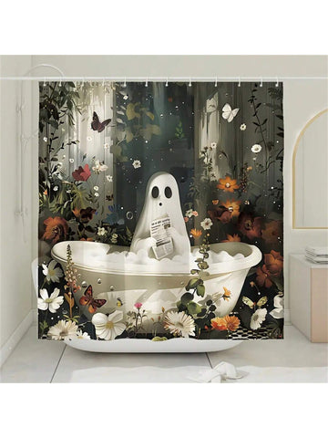 Introducing the Ghoulishly Cute Halloween Ghost Pumpkin Shower Curtain Set, perfect for a spooky bathroom decor. Made with high-quality material, this set features a charming design of ghosts and pumpkins that will transform your bathroom into a festive and fun space. Elevate your Halloween decor with this must-have set.