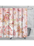 Add a sprinkle of holiday cheer to your bathroom with this Gingerbread Pattern Waterproof Shower Curtain. Crafted from machine-washable polyester, it’s easy to keep fresh and festive all season long. Complete with 12 sturdy hooks, this curtain combines fun design with practical waterproof protection, making every shower feel like a sweet holiday treat.