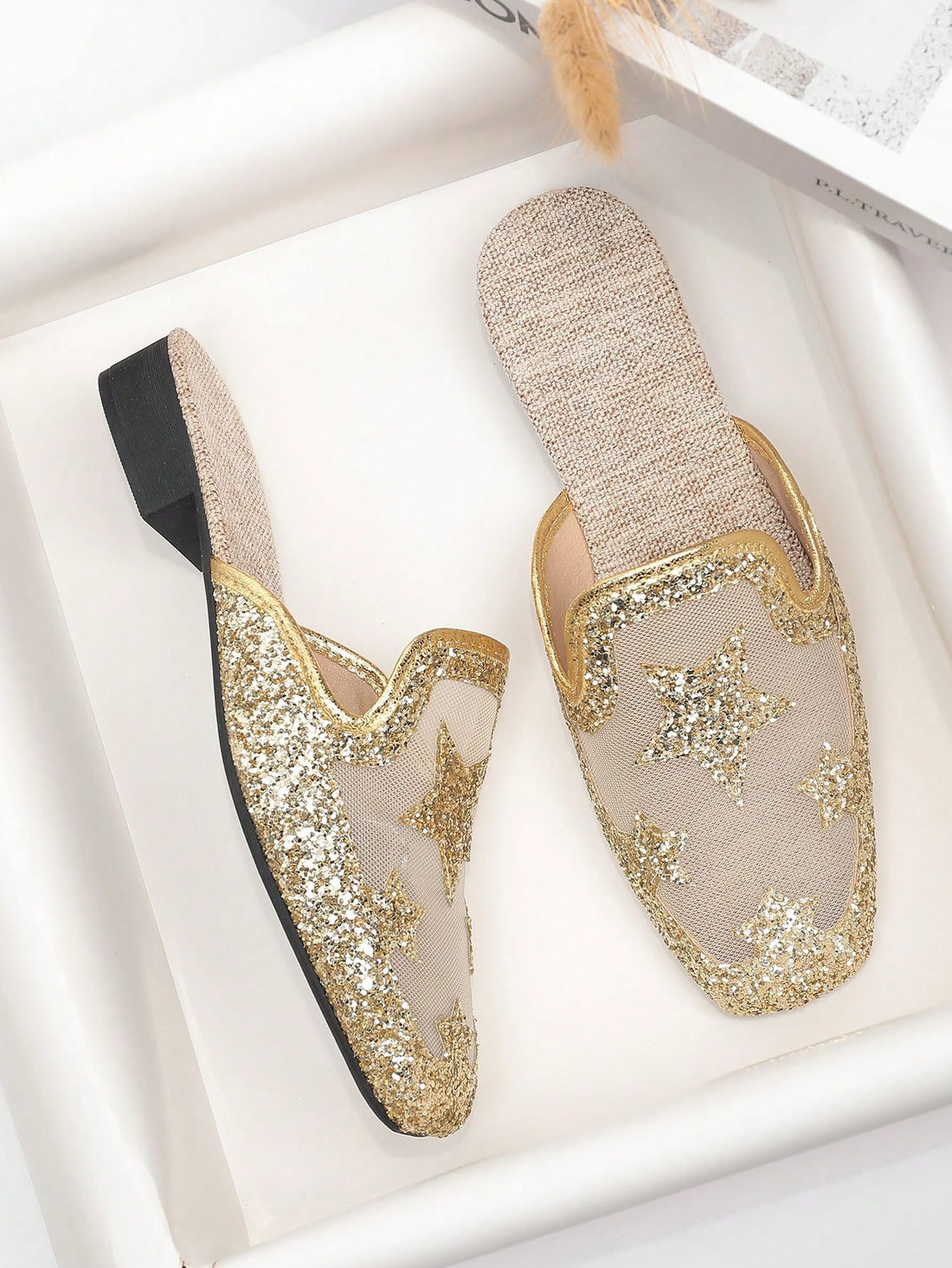 Step into sparkle with these Glamorous Glitter Star Mules! Designed for comfort and style, these breathable slip-on sandals feature a low heel perfect for summer days and nights. Whether paired with your favorite dress or casual outfit, their shimmering star detail adds a fun, dazzling touch to every step. Easy to wear and effortlessly chic, these mules are your go-to for sunny adventures and playful evenings.
