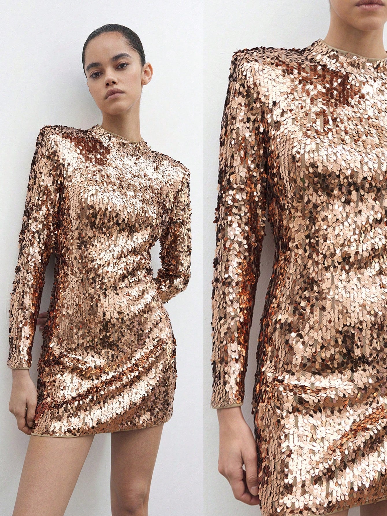 Shine bright like a golden star in this dazzling sequin mini dress! Perfect for turning heads at holiday parties, New Year's Eve celebrations, and those moments when you want to feel absolutely fabulous. The shimmering sequin fabric catches the light with every move, creating an eye-catching sparkle that demands attention. Slip it on for instant glamour without the fuss—this dress does all the heavy lifting so you can focus on having fun. Whether you're dancing the night away or making a grand entrance, thi