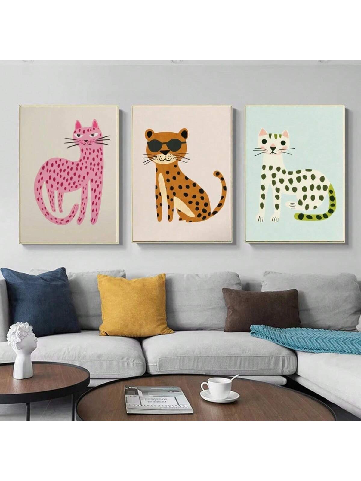 Elevate your space with this striking leopard cat canvas art, a sophisticated addition to any room. Featuring bold, eye-catching design with rich color tones, this piece brings contemporary flair to kids' bedrooms, nurseries, and modern living areas. The high-quality canvas construction ensures durability and vibrant color retention for years to come. Perfect for creating a focal point above a bed, dresser, or accent wall, this artwork combines playful charm with refined aesthetics. Whether you're designing