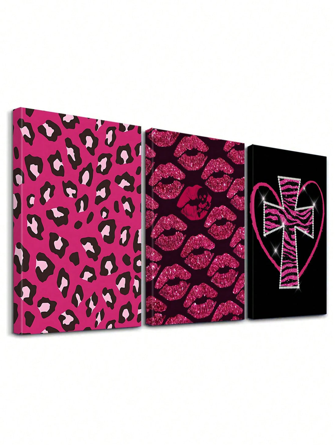 Add a splash of fun and flair to your space with this Glamorous Pink Zebra Canvas Art Set. Featuring bold glitter lips and striking zebra patterns, this wall decor instantly brightens any room with vibrant style. Perfect for those who love a playful yet chic vibe, it's a stylish way to showcase your unique personality and make your home pop.