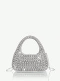 Add sparkle to your night with this Glamorous Silver Bling Evening Bag. Perfect for parties and special occasions, it’s your go-to accessory to dazzle effortlessly. Compact yet chic, it holds your essentials while shimmering with every move you make. Turn heads and steal the spotlight wherever you go!