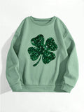 Add some sparkle and luck to your wardrobe with our Glittering Four-Leaf Clover Sweatshirt! Perfect for St. Patrick's Day celebrations or any cool weather day, this comfy hoodie will keep you cozy while also making a statement. Shine bright and stand out from the crowd with our stylish and playful sweatshirt.