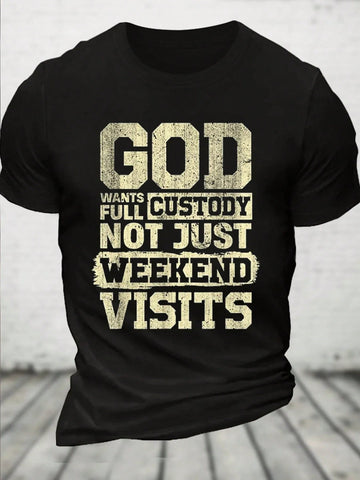 Show off your bold faith and sense of humor with the God Wants Full Custody T-Shirt. This men's premium casual tee combines everyday comfort with a playful statement, making it perfect for any casual outing. Crafted for a soft feel and lasting wear, it’s your go-to shirt for style that speaks volumes without saying a word.