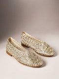 Add a touch of effortless elegance to your warm-weather wardrobe with these Gold Braided Flat Sandals for Women. Featuring beautifully braided straps in a shimmering gold finish, these slip-on sandals combine timeless style with everyday comfort. Their versatile design makes them the perfect choice for everything from casual outings to vacation adventures.