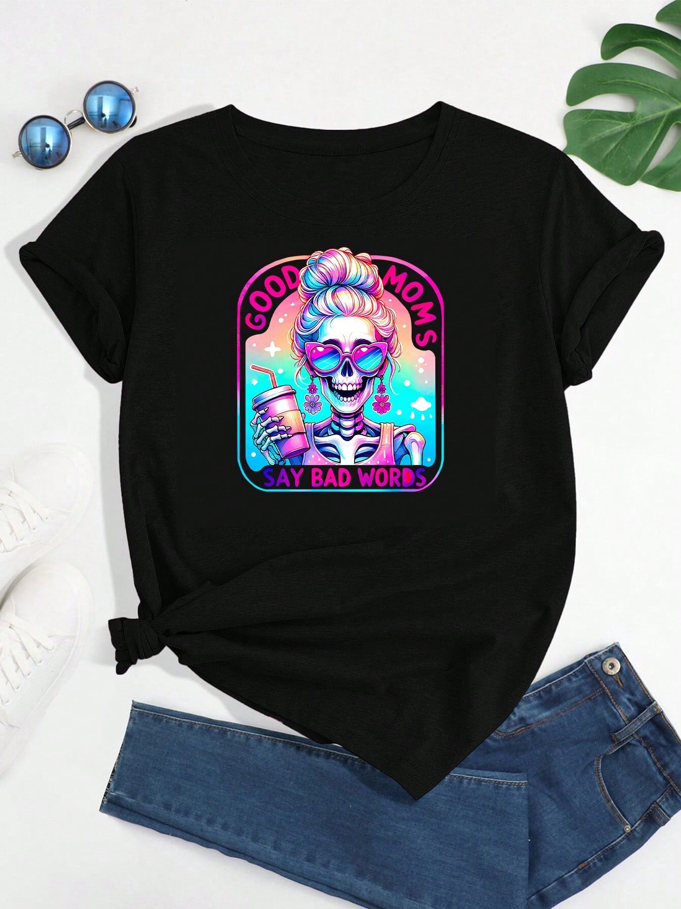 Celebrate Mother's Day with sass and humor in our Good Moms Say Bad Words skeleton tee! This playful shirt showcases your unique sense of humor while honoring the amazing moms out there. With a touch of cheekiness, it's the perfect gift for the one-of-a-kind mom in your life.