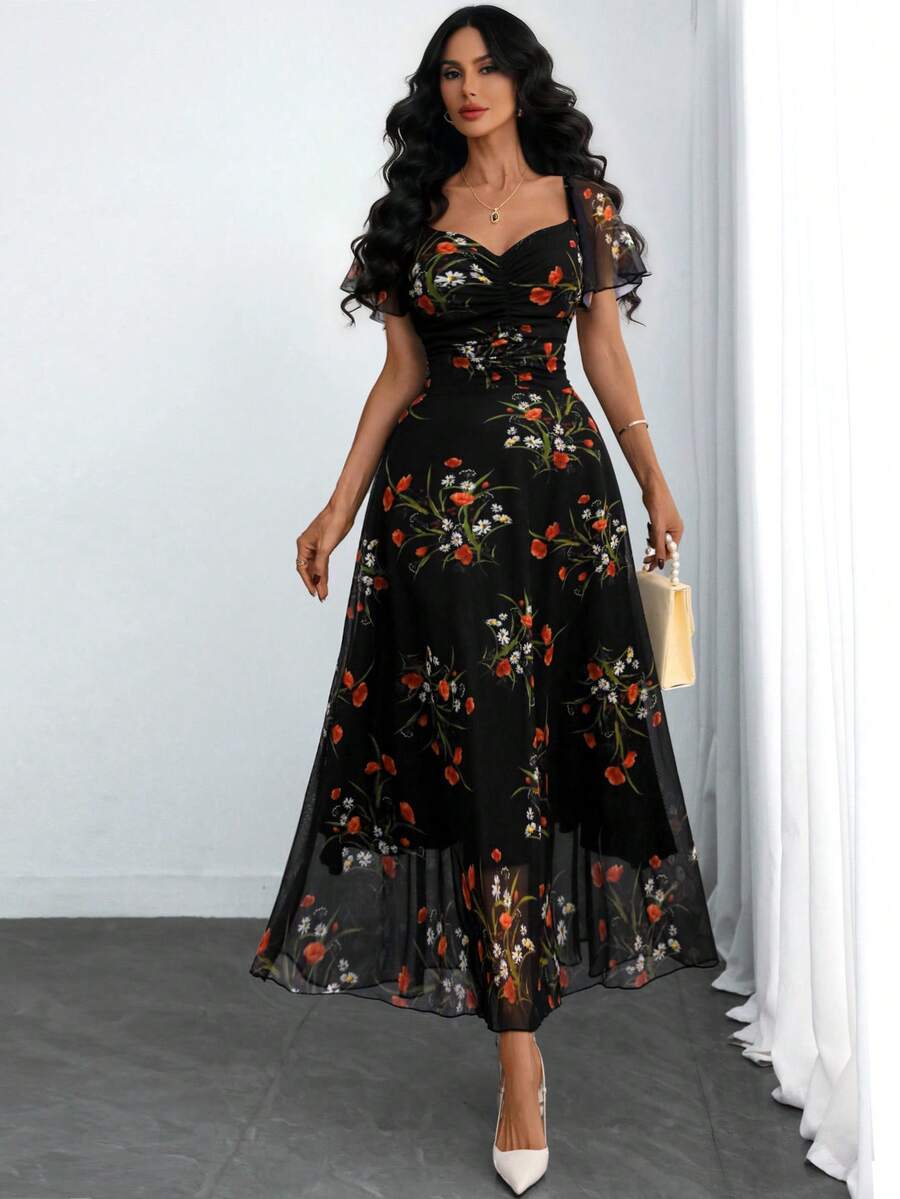 Experience the breathtaking fusion of heritage dark-romantic artistry and sharp, modern architectural tailoring. This stunning ruffled ensemble is meticulously designed for the woman who values a high-fashion, "quiet luxury" approach to seasonal dressing—the ultimate centerpiece for prestigious coastal retreats, exclusive evening soirées, and high-authority summer vacations.