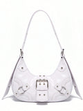 With its sleek white crocodile design and striking metal buckles, the Gothic Chic Shoulder Bag adds a touch of edgy sophistication to any outfit. The durable material and secure buckles ensure your belongings stay safe while exuding a chic and modern style.