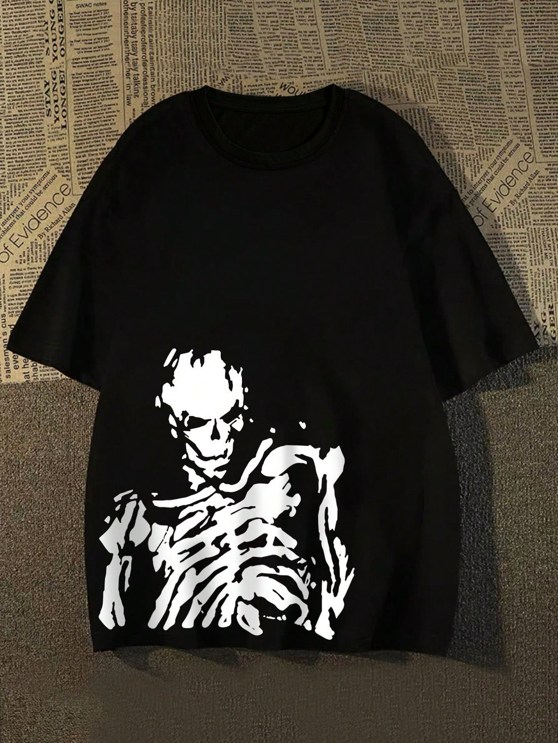 Indulge in your dark side with our Gothic Men's Skeleton Print Tee. Featuring a striking skeleton design, this tee is perfect for those looking to make a statement. Made with high-quality materials, it offers both comfort and style. Embrace your edgy side with this unique and bold t-shirt.