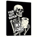 Enhance the spooky ambience of your bathroom with this gothic skull wall art. Its detailed skeleton design will add a touch of macabre to your home decor. The high-quality print does not come with a frame, allowing you to choose your own unique style. Perfect for horror enthusiasts and Halloween lovers.