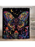 Transform your bathroom into a witchy oasis with our Gothic Skull and Butterfly Shower Curtain. The spooky skeleton and colorful plant design adds a touch of quirk and charm to your space. Upgrade your bathroom with this unique and playful addition. (Boo-tiful!)