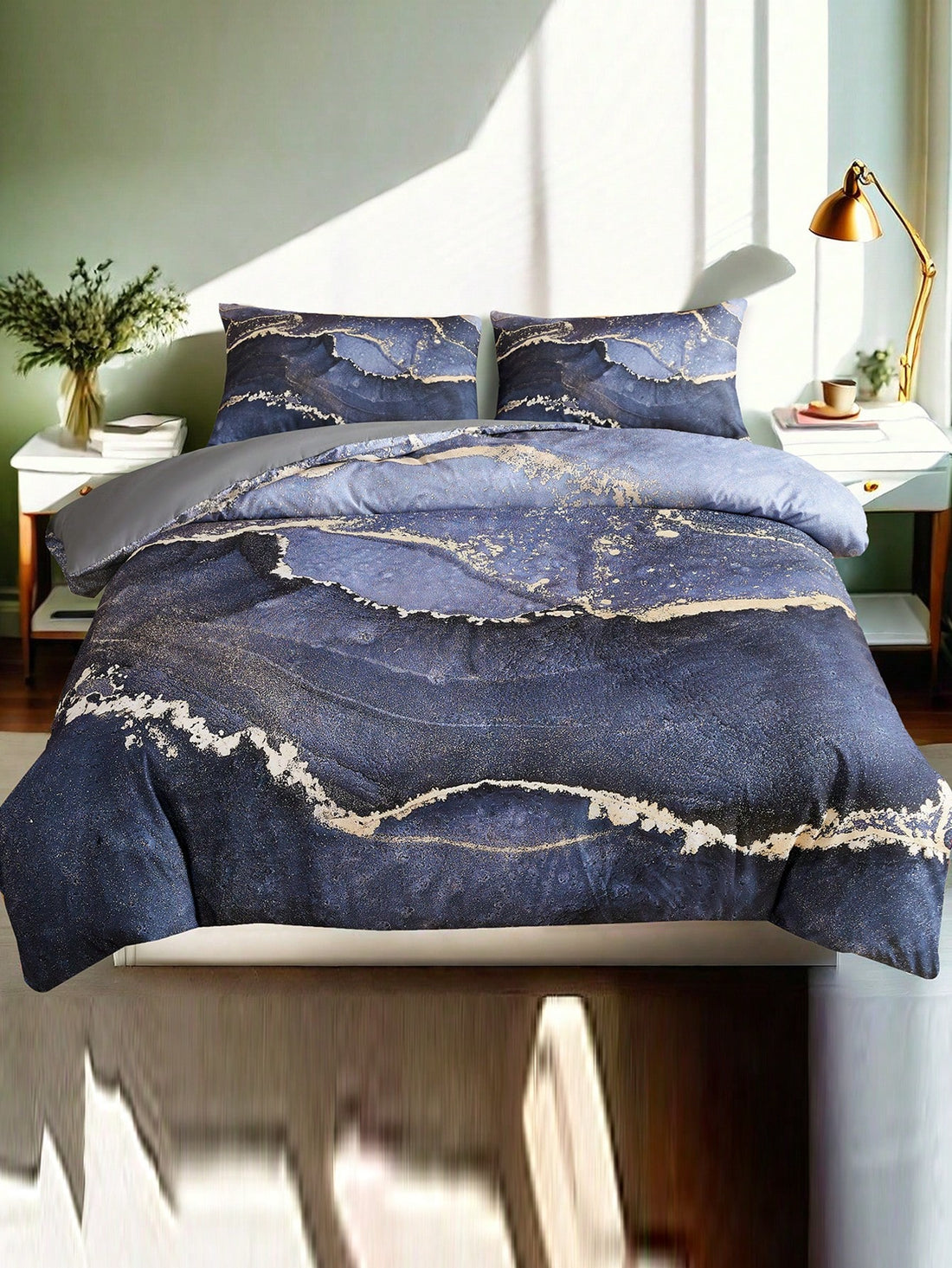 Transform your bedroom with the Gray Marble Glow Duvet Cover Set. Made with soft and breathable all-season bedding, this set offers a luxurious feel and comfort all year round. The unique gray marble design adds a touch of elegance to your room, making it a statement piece in any bedroom.