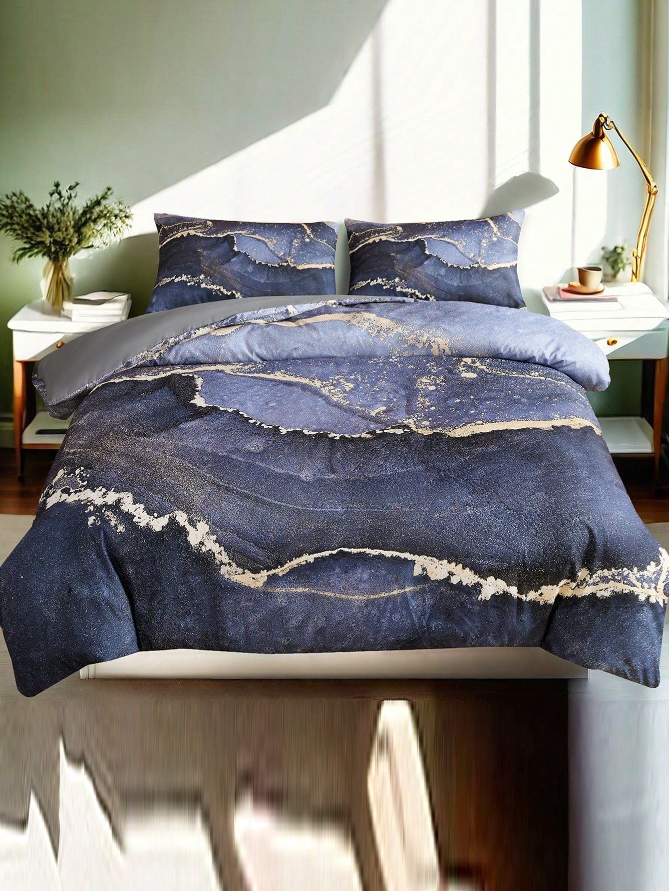 Transform your bedroom with the Gray Marble Glow Duvet Cover Set. Made with soft and breathable all-season bedding, this set offers a luxurious feel and comfort all year round. The unique gray marble design adds a touch of elegance to your room, making it a statement piece in any bedroom.