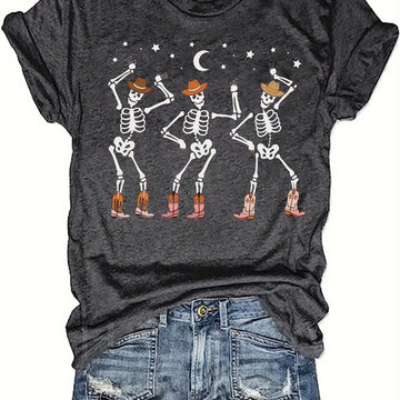 Introducing the Groovy Skull Dance Crew Neck Tee, a must-have for any summer wardrobe. Featuring a unique and stylish design, this tee is perfect for any fashion-forward individual. Made with high-quality materials, it offers both comfort and style, making it the perfect addition to your wardrobe.