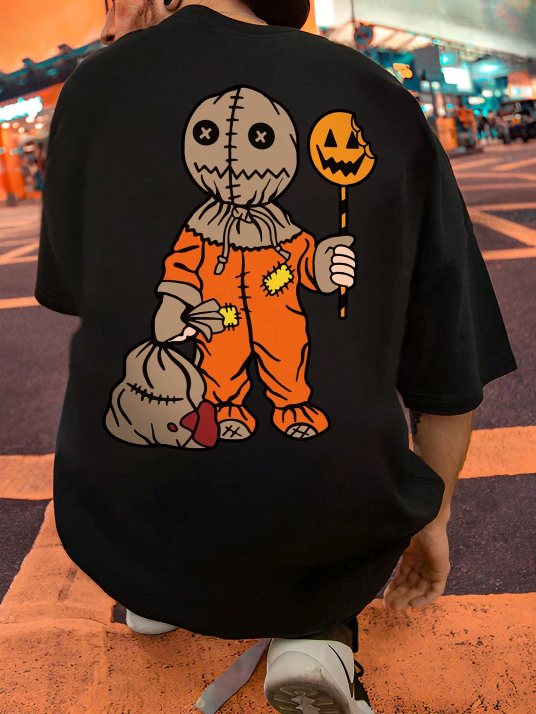 Dress up this Halloween with our exclusive and funny printed cartoon character t-shirt designed for men. Made with high-quality materials and featuring popular Halloween characters, this t-shirt is perfect for adding some humor to your spooky celebrations. Get ready to impress with this unique and comfortable t-shirt!