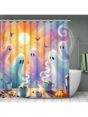 Transform your bathroom into a festive Fall wonderland with our Halloween Ghost Shower Curtain Set. Featuring a spooky ghost design and a festive pumpkin coffee cup and cookies, this set will add a touch of Halloween charm to your bathroom. Embrace the season with this unique and stylish bathroom decor.