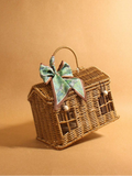 Celebrate natural craftsmanship with this handmade rattan house box bag for women. Featuring a unique house-shaped silhouette and beautifully woven rattan construction, this eye-catching handbag brings artisanal charm to everyday outfits, vacations, and outdoor adventures.