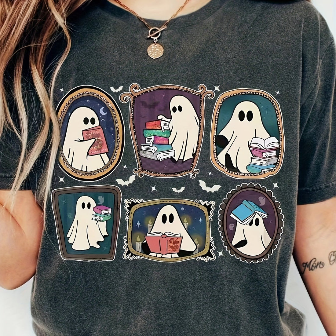 Elevate your Halloween attire with our Hauntingly Chic Ghost Print T-Shirt. Made with a soft polyester blend, this casual crew neck shirt is perfect for a cozy night of trick or treating. And with its easy machine washable design, you can enjoy the holiday without any added stress. 