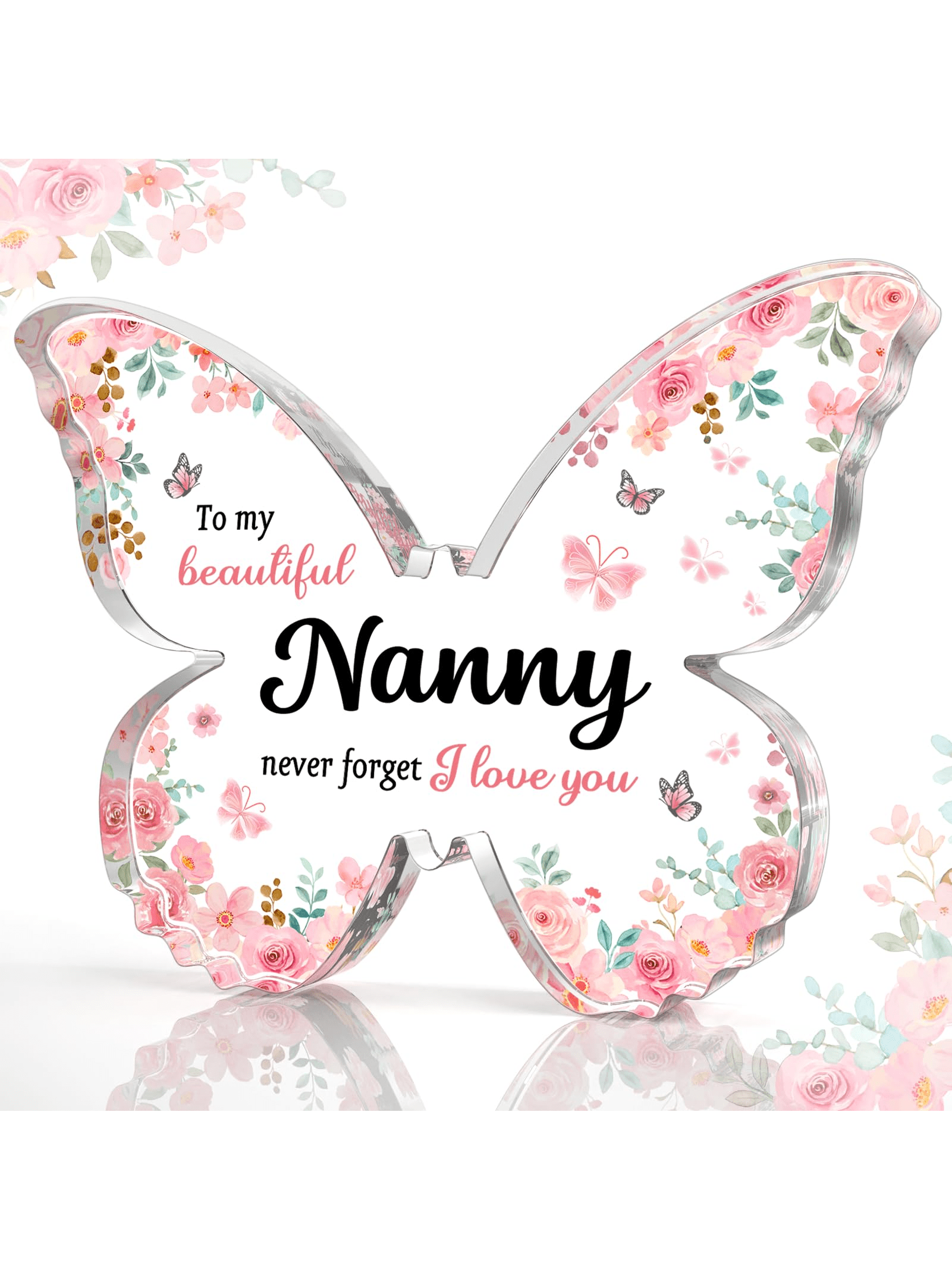 Give grandma the gift of love with our Heartfelt Acrylic Butterfly Plaque! Featuring a beautiful butterfly design and heartfelt message, it's the perfect way to show your love on her birthday or Mother's Day. Unique and sentimental, this plaque will make grandma's heart flutter with joy.