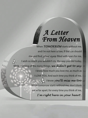 Honor your loved one with a heartfelt acrylic dandelion memorial keepsake. This touching letter from heaven sympathy gift is a beautiful way to remember and cherish them. Let their memory live on with this special keepsake.