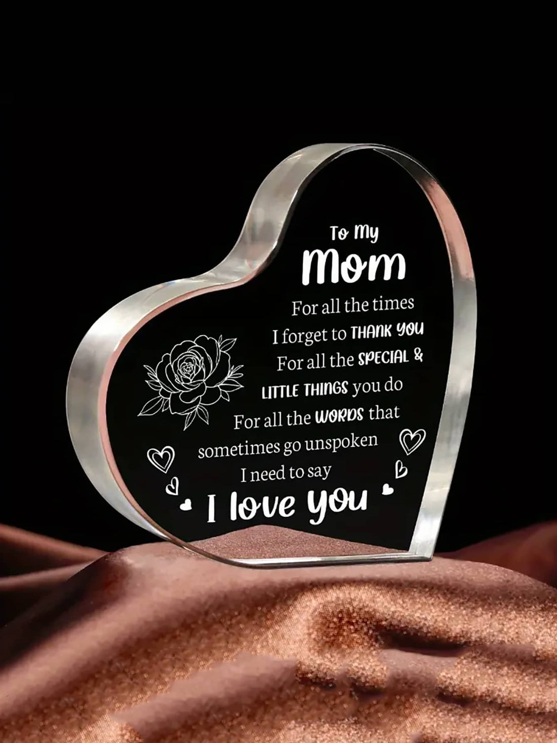Show your love with our Heartfelt Acrylic 'I Love You Mom' souvenir. Perfect for Mother's Day and birthdays, this quirky gift is sure to bring a smile to any mom's face. Show her how much she means to you with this unique and heartfelt present.
