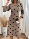 This Heartfelt Charm sweater dress features a charming Frenchy heart pattern, perfect for showcasing your love for fashion and warm comfort. Made with high-quality materials, it offers a trendy and cozy look that is both stylish and practical. Elevate your wardrobe with this must-have dress.