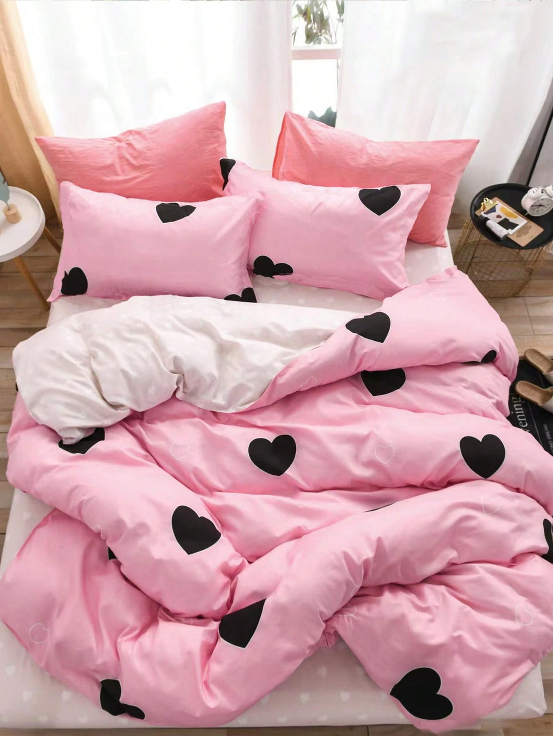 Elevate your bedroom with our Heartfelt Dreams Duvet Cover Set. Made with love, this set adds a touch of warmth and coziness to your space. Featuring a beautiful design and comfortable material, it's the perfect addition to any bedroom. Transform your room into a peaceful oasis with this set.