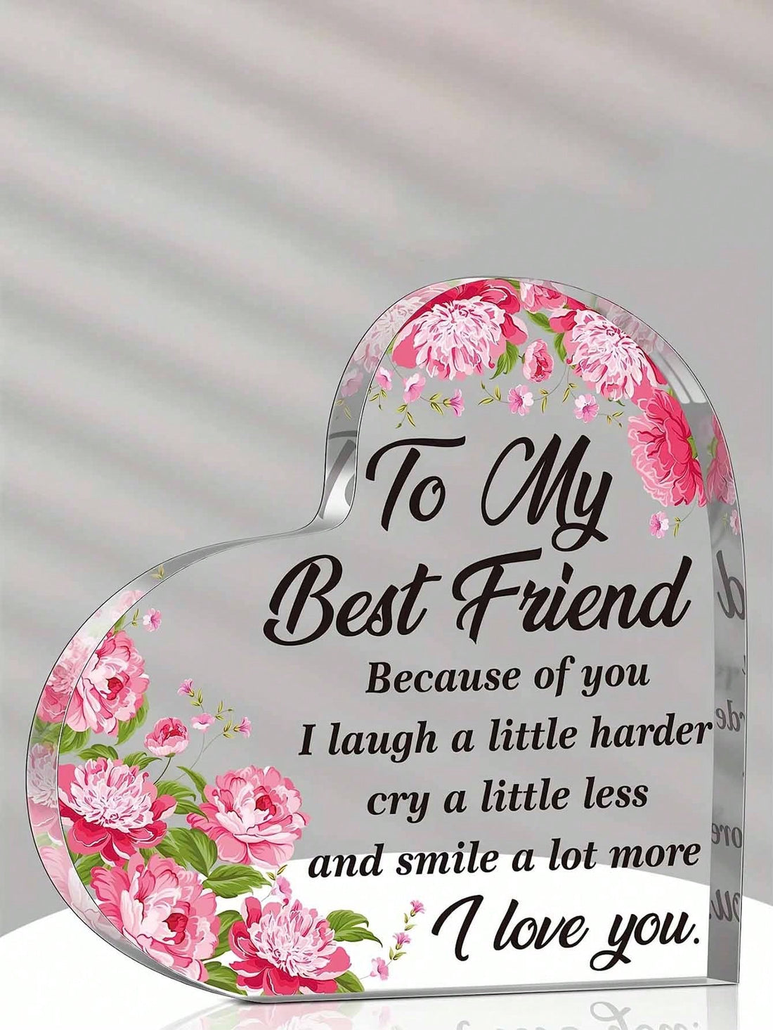 Celebrate the unbreakable bonds of friendship and sisterhood with our Heartfelt Friendship Acrylic Plaque. This perfect keepsake gift not only shines with its beautiful design, but also serves as a constant reminder of the special connection shared between best friends and sisters. A touching and sentimental gift that will be cherished for a lifetime.