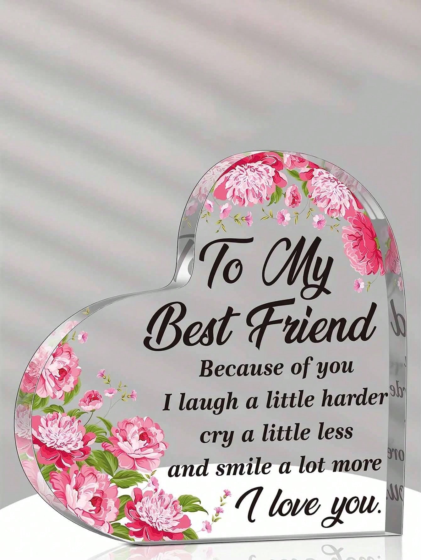 Celebrate the unbreakable bonds of friendship and sisterhood with our Heartfelt Friendship Acrylic Plaque. This perfect keepsake gift not only shines with its beautiful design, but also serves as a constant reminder of the special connection shared between best friends and sisters. A touching and sentimental gift that will be cherished for a lifetime.