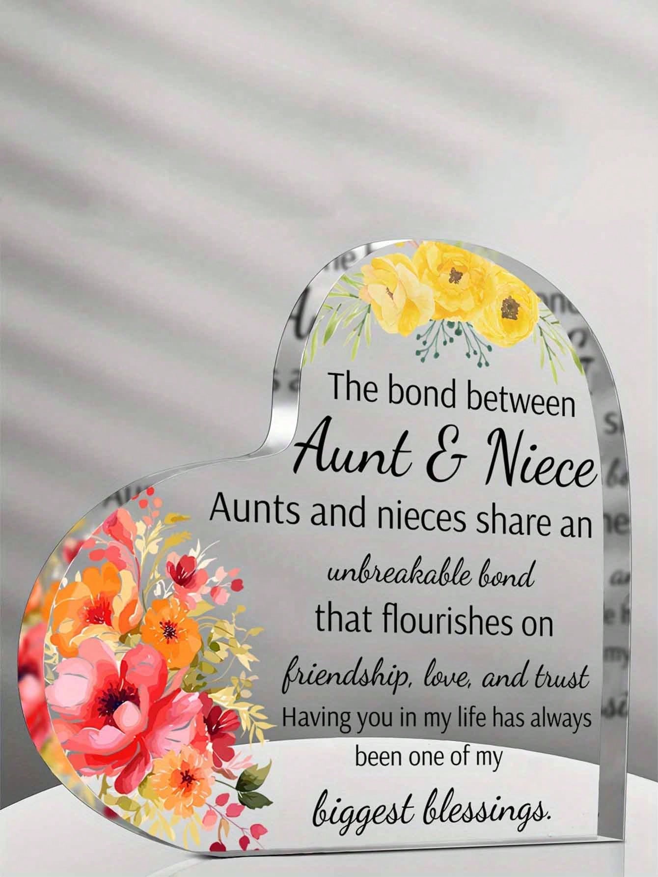 Gift your favorite aunt with a heartwarming surprise: Heartfelt Keepsake! This acrylic heart-shaped birthday gift will show her how much she means to you. A perfect way to express your love and appreciation.