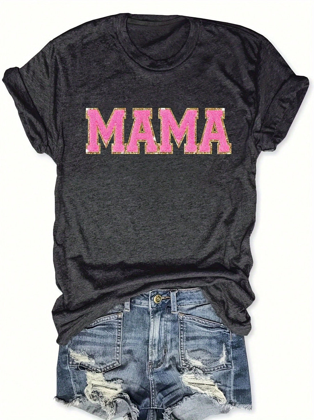 Show your love for mom with our Heartfelt 'Mom' t-shirt. Made for casual comfort, this crew neck tee features a heartfelt 'Mom' letter print that will make her feel special. Perfect for everyday wear, it's a fun and quirky way to show your appreciation.
