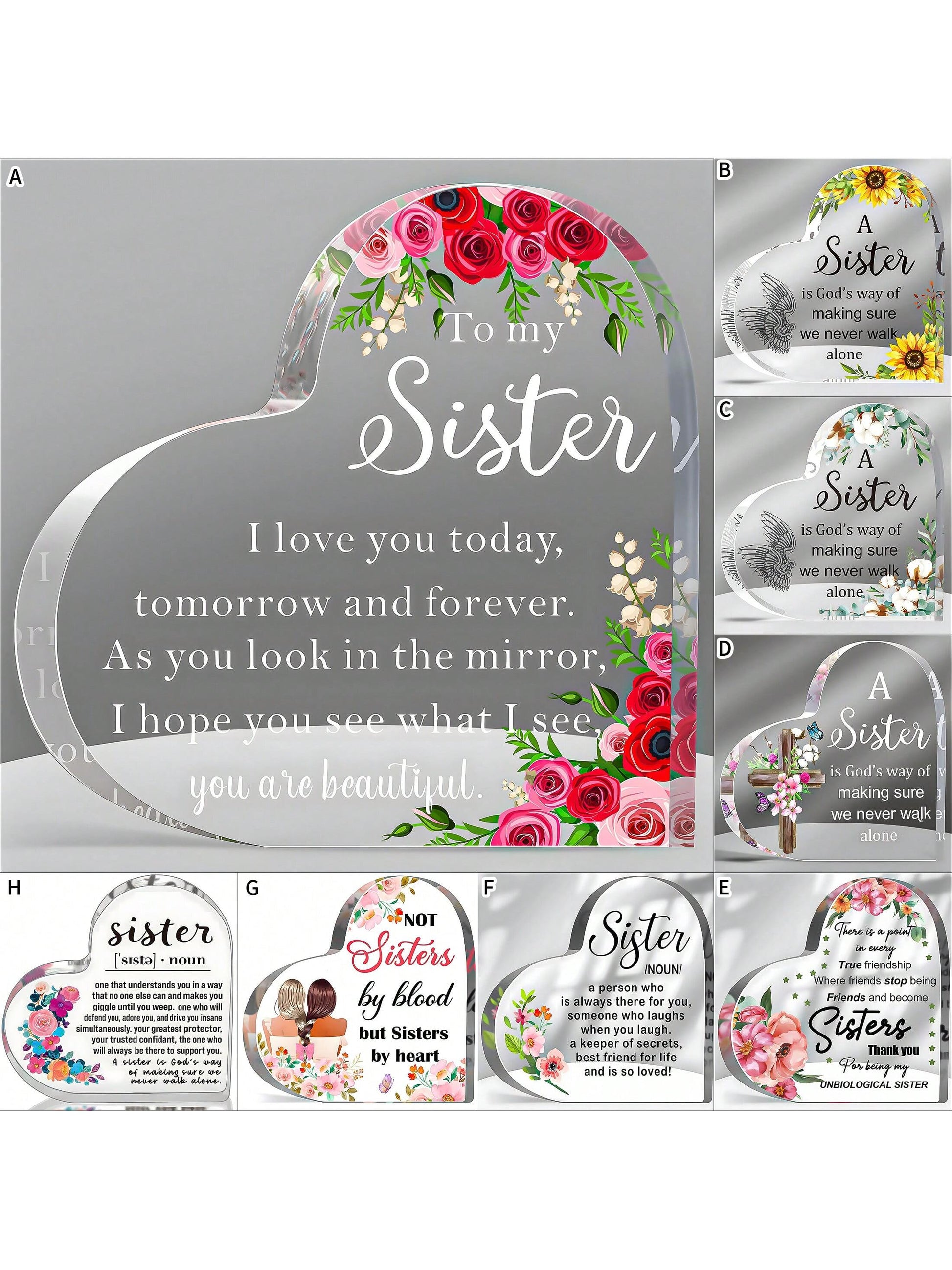 Give your sister the perfect gift with these Heartfelt Sister Charms! Made from beautiful acrylic, this desktop keepsake is sure to be a treasured reminder of your special bond. Perfect for any occasion, let her know just how much she means to you in a fun and playful way.