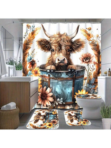Transform your bathroom into a charming countryside retreat with our Highlands Cow Sunflower Curtain Set! This playful 4-piece collection features adorable highland cows frolicking among vibrant sunflowers, bringing a splash of farmhouse whimsy to your daily routine. Completely waterproof and designed for year-round use, these curtains will have you smiling every time you step into the shower. Who knew bathroom decor could be this fun?
