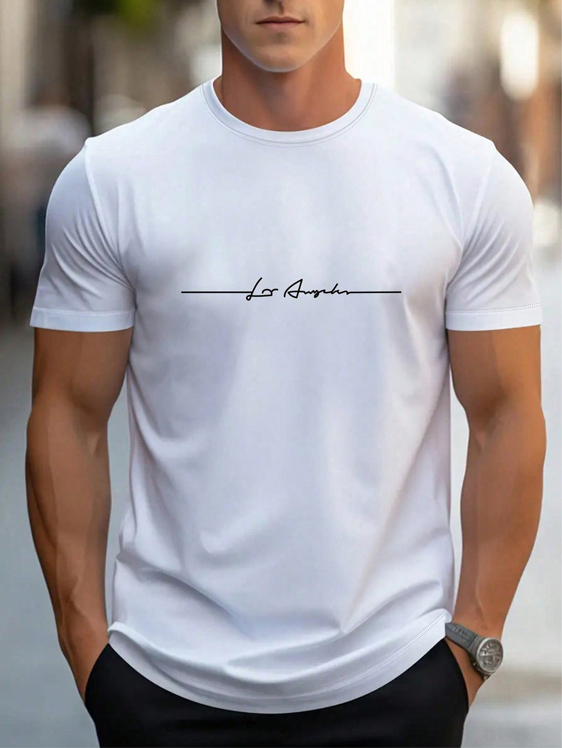 Take your summer wardrobe to the next level with Manfinity Homme's Men's T-Shirt. Featuring a playful letter print, this casual short sleeve shirt will add a touch of humor and style to any outfit. Its comfortable round neck design makes it perfect for a day out with friends or a laid-back weekend. Get your Quirky AF style on!