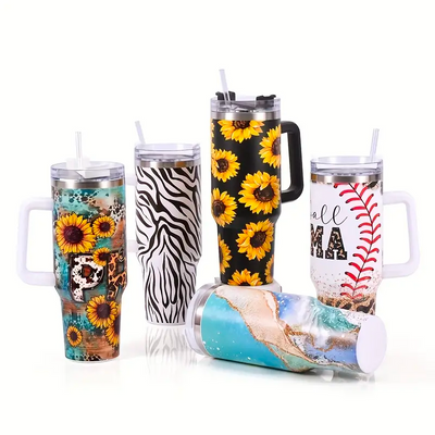 This Hot Colorful Pattern Tumbler is perfect for outdoor activity. Made with 304 stainless steel, this 40oz thermos is incredibly durable and long-lasting. With a built-in straw, it's easy to stay hydrated on the go. Suitable for camping, driving, and travel.