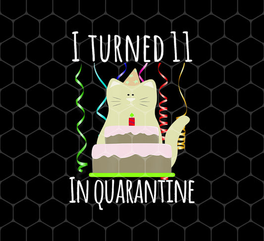 I Turned 11 In Quarantine, 11th Birthday, Cat Birthday, Png For Shirts, Png Sublimation