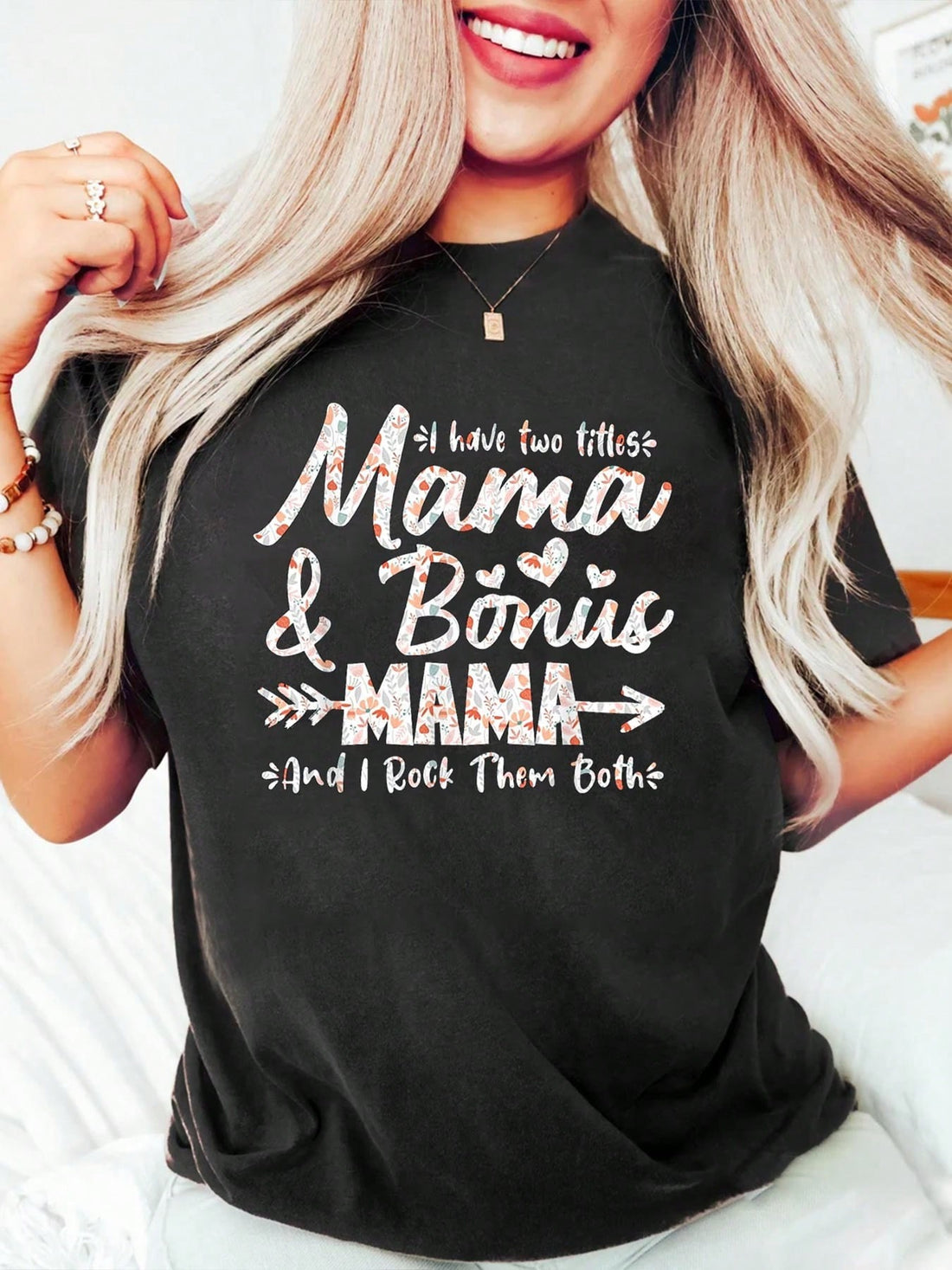 Celebrate the unique bond between stepmoms and their kids with our "I Have Two Titles" graphic t-shirt. Perfect for Mother's Day, this shirt proudly displays both of your important roles in a playful and quirky way. Show off your sense of humor and style with this fun t-shirt!