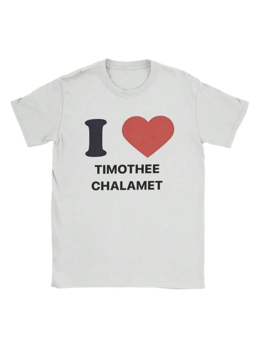 Wear your love for the charming Timothée Chalamet with this creative cotton crewneck tee! Express your adoration in a playful way with this soft and breathable t-shirt. Perfect for any fan looking to add some whimsy to their wardrobe.