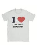Wear your love for the charming Timothée Chalamet with this creative cotton crewneck tee! Express your adoration in a playful way with this soft and breathable t-shirt. Perfect for any fan looking to add some whimsy to their wardrobe.