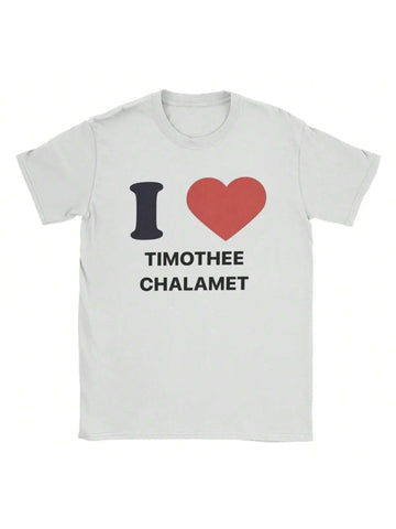 Wear your love for the charming Timothée Chalamet with this creative cotton crewneck tee! Express your adoration in a playful way with this soft and breathable t-shirt. Perfect for any fan looking to add some whimsy to their wardrobe.