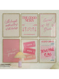 Brighten your space with this playful 6-piece Christian wall art set featuring floral Bible prints. Perfect for adding a touch of faith and fun to your girly bedroom, lively living room, or inspiring office. Each vibrant piece combines uplifting scripture with charming floral designs to keep your spirit cheerful every day.