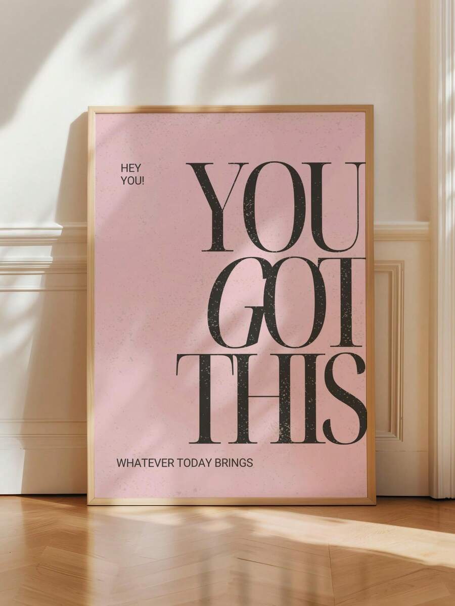 Pink motivational quote canvas with bold black typography