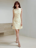 Turn heads with this playful jacquard dress featuring a sparkling rhinestone and faux pearl bow detail. Its sleeveless, short design keeps things flirty and fun, perfect for dancing the night away or making a stylish statement at any event. Embrace charm and confidence in one chic package!