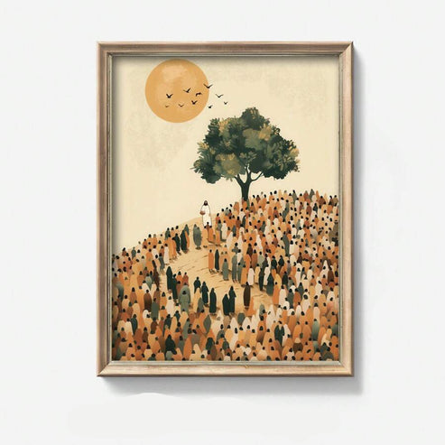 Jesus feeds the 5000 inspirational Christian Bible story canvas print