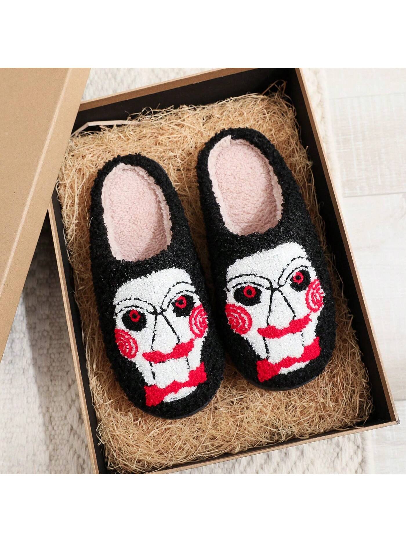 Transform your feet into spooky works of art with our Joker Face Plush Slippers. Made with soft, plush material, these slippers provide ultimate comfort while adding the perfect touch of Halloween spirit to your at-home loungewear. 